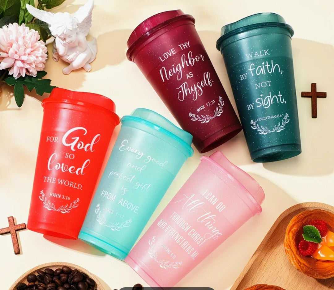 Bible verse coffee cup with lid