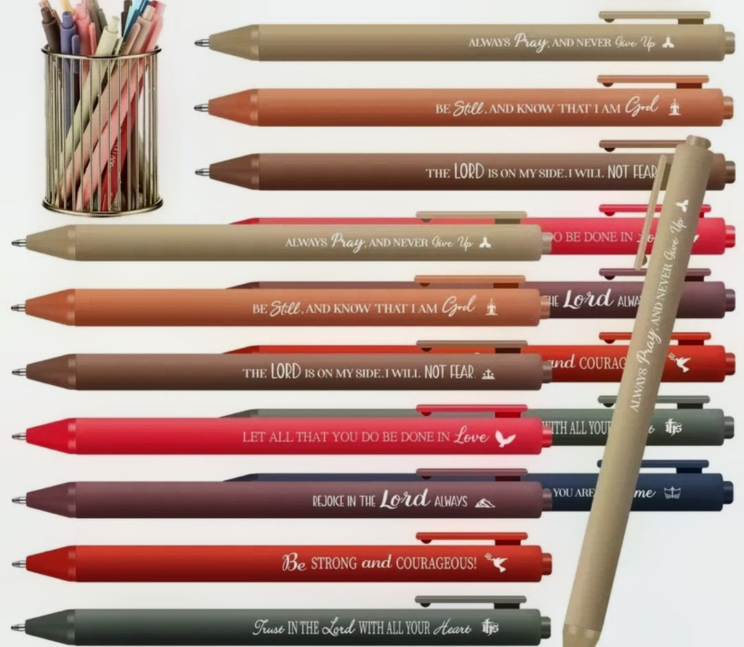 Religious pens with bible verses on each one