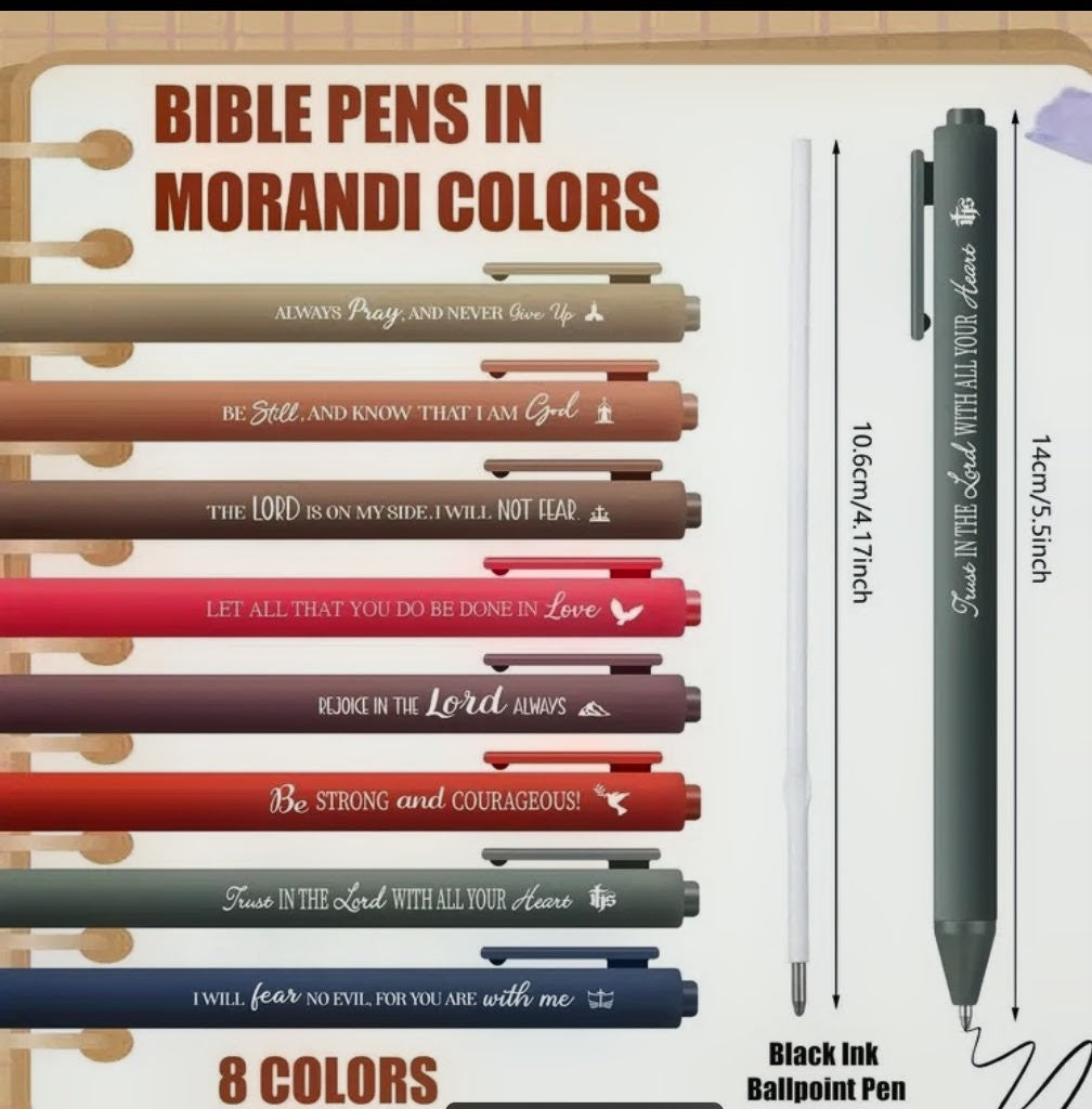 Religious pens with bible verses on each one