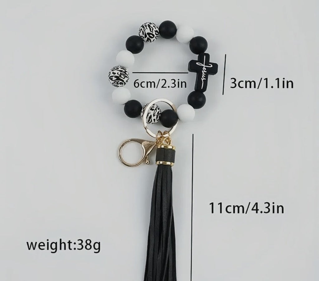 Cross/Jesus wristlet keychain