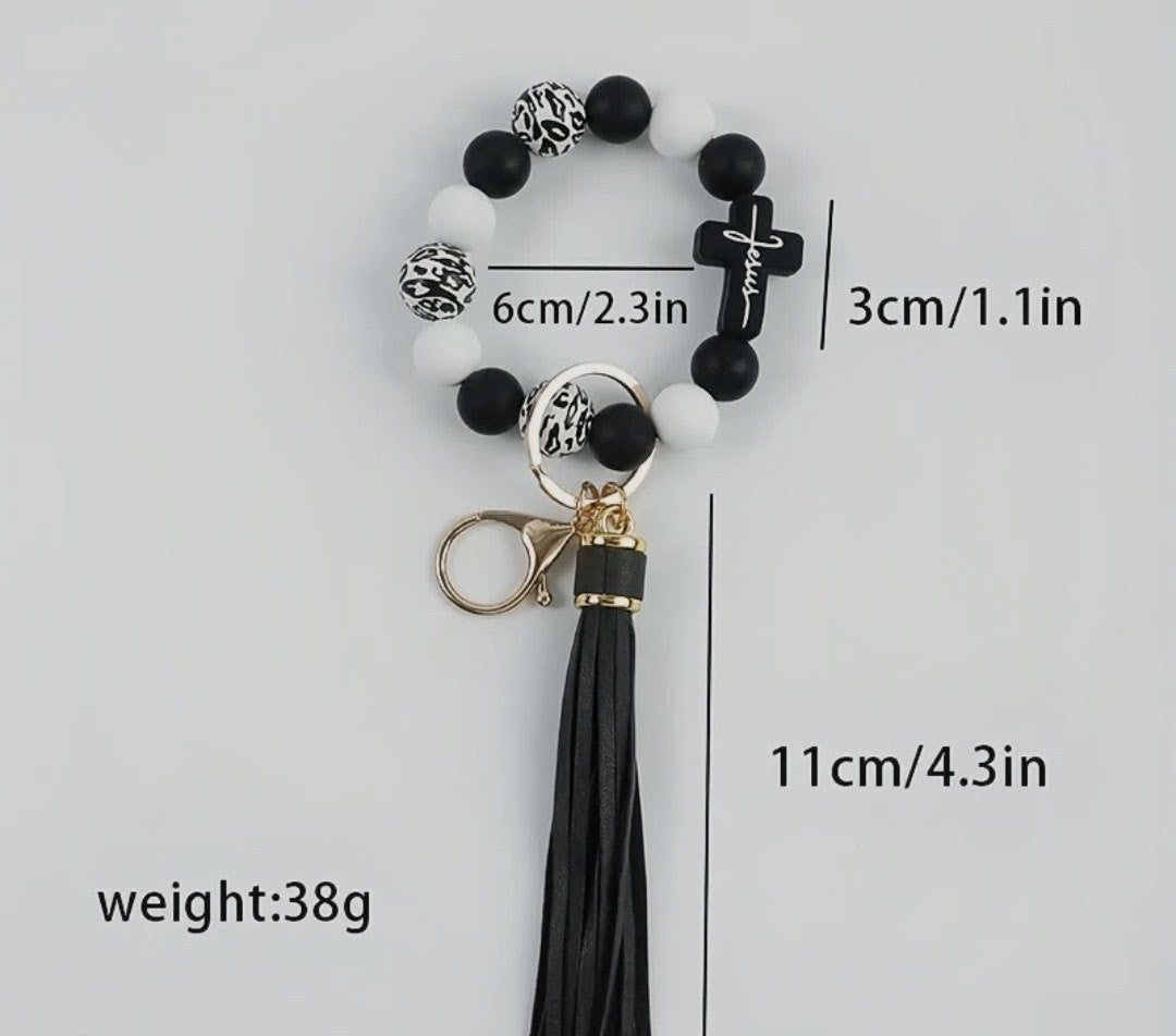 Cross/Jesus wristlet keychain