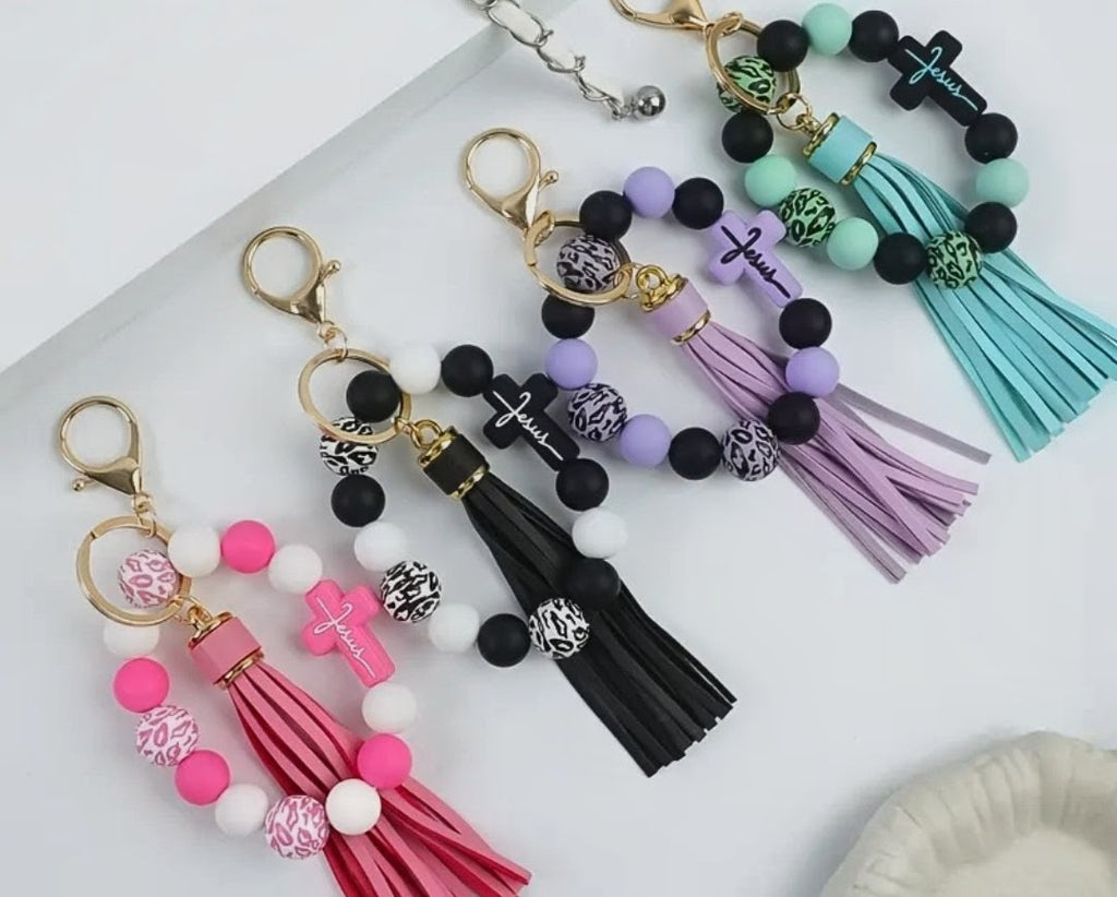 Cross/Jesus wristlet keychain